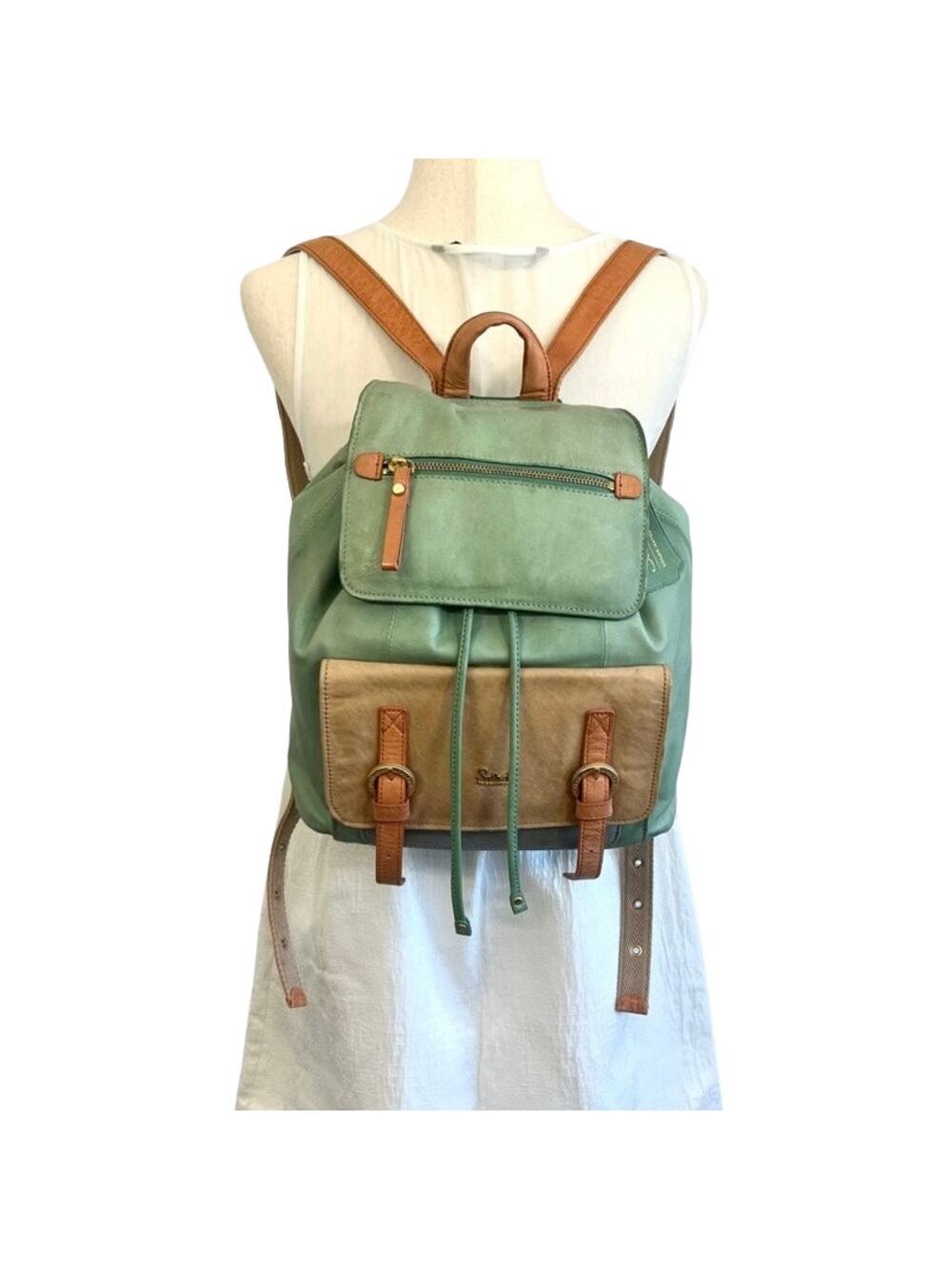 Salad Leather Convertible Backpack and Shoulder Bag